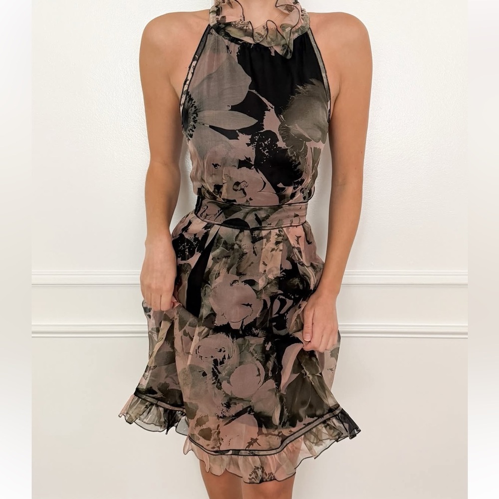Vintage D&G Printed Silk Organza Halter Dress